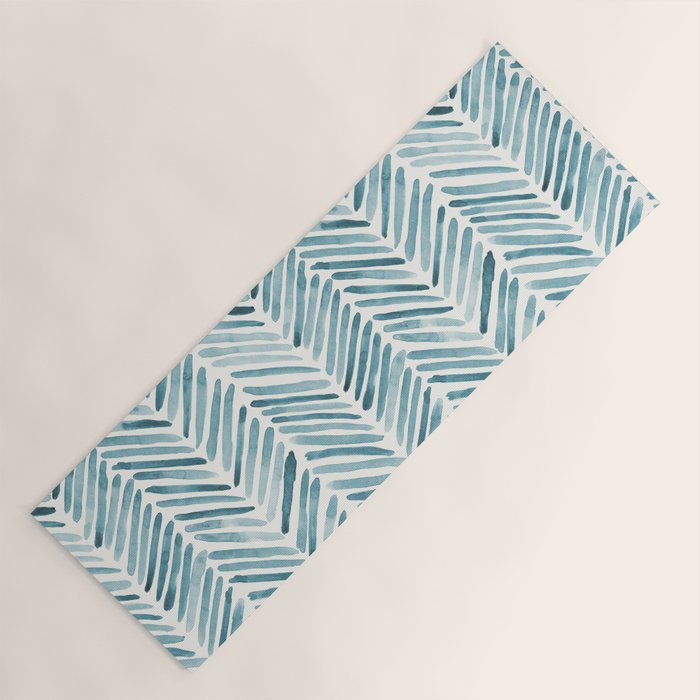 Turquoise herringbone - watercolor Yoga Mat Gallery Image 1