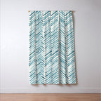 Turquoise herringbone - watercolor Window Curtain Gallery Image 3