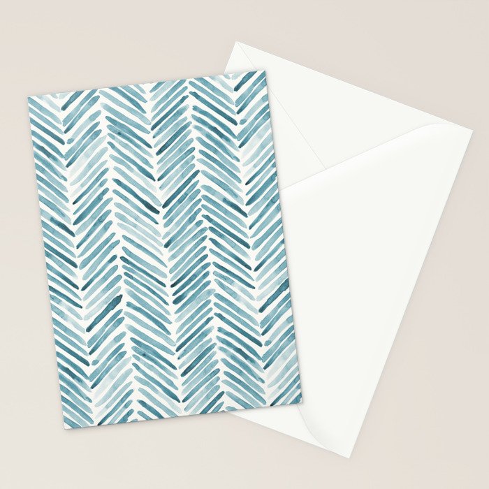 Turquoise herringbone - watercolor Stationery Card Gallery Image 2