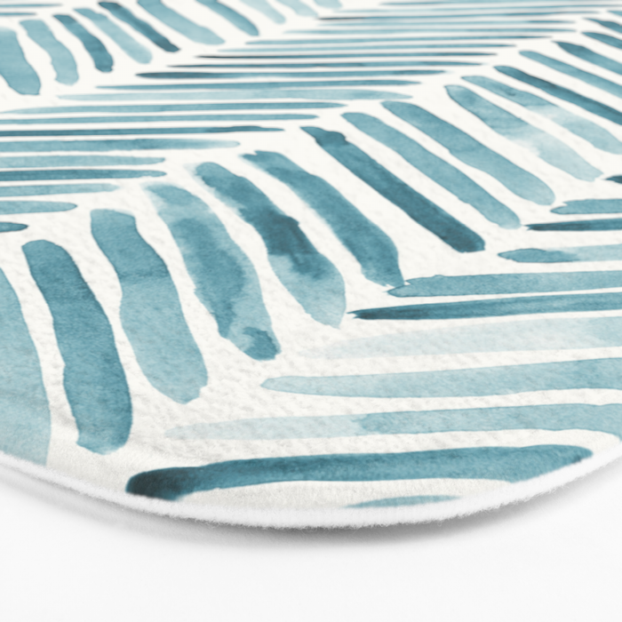 Turquoise herringbone - watercolor Bath Mat Gallery Image 3
