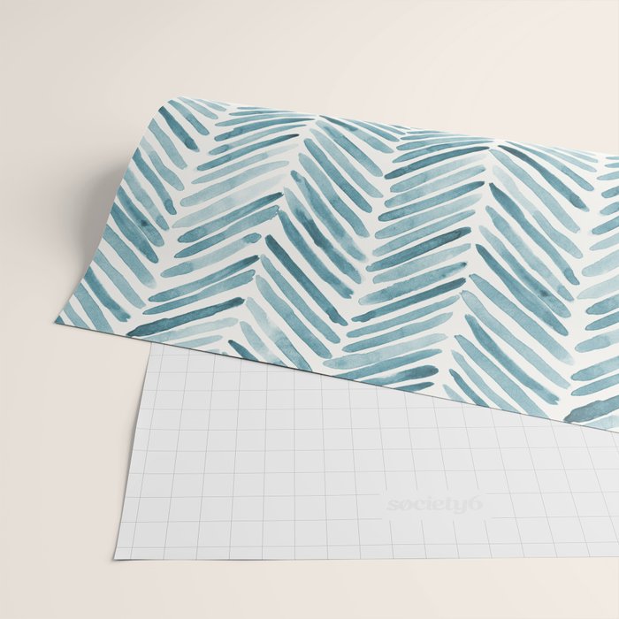 Turquoise herringbone - watercolor Wrapping Paper Gallery Image 2