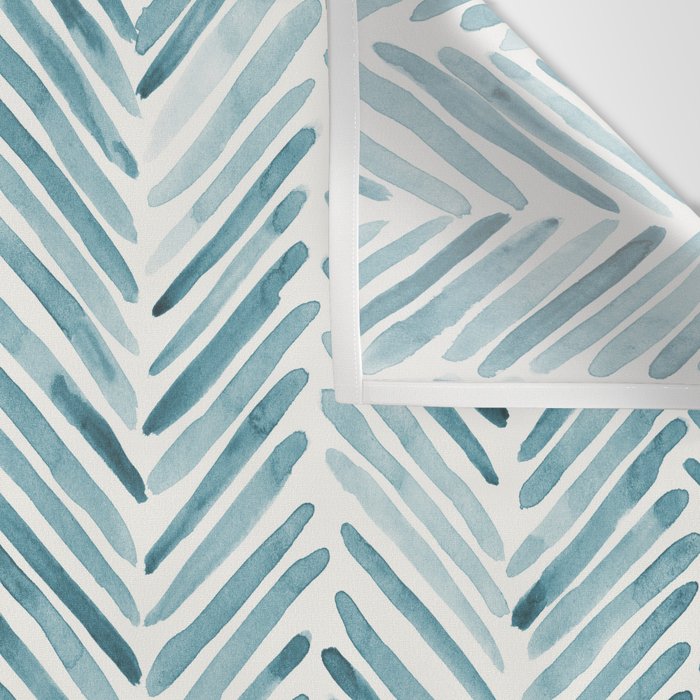 Turquoise herringbone - watercolor Wall Tapestry Gallery Image 3
