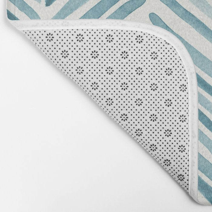 Turquoise herringbone - watercolor Bath Mat Gallery Image 2