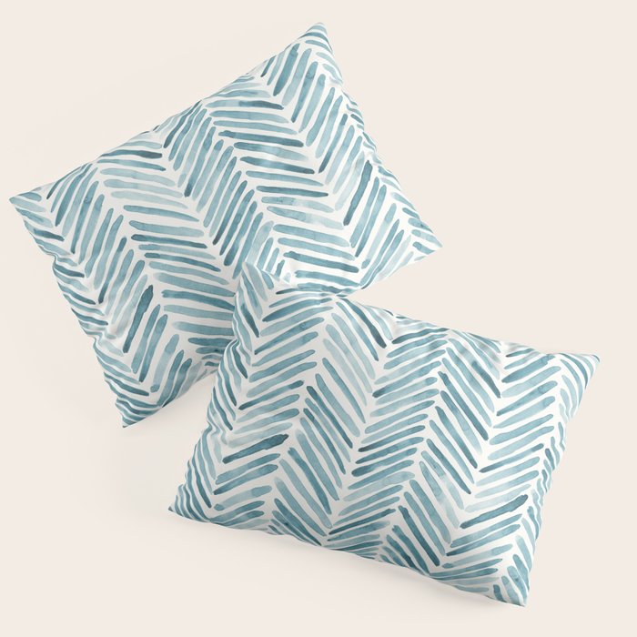 Turquoise herringbone - watercolor Pillow Sham Gallery Image 1