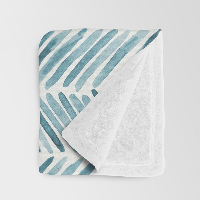 Turquoise herringbone - watercolor Throw Blanket Gallery Image 3