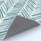 Turquoise herringbone - watercolor Rug Gallery Image 4