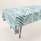 Turquoise herringbone - watercolor Tablecloth Gallery Image 1