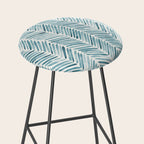 Turquoise herringbone - watercolor Stool Gallery Image 2