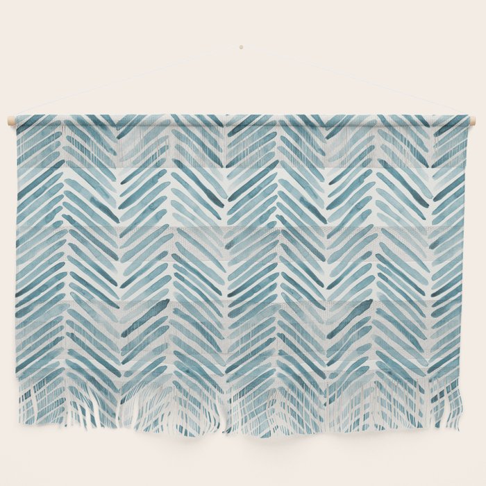 Turquoise herringbone - watercolor Wall Hanging Gallery Image 1