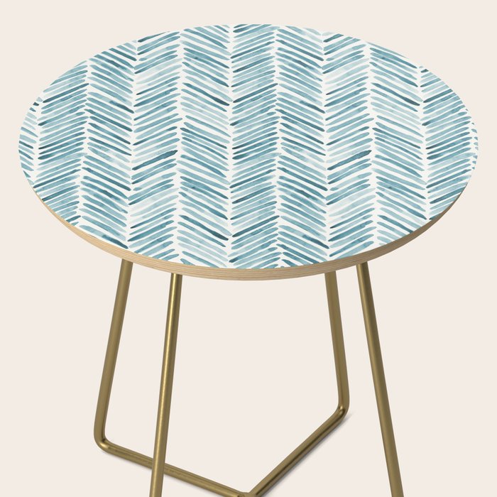 Turquoise herringbone - watercolor Side Table Gallery Image 2