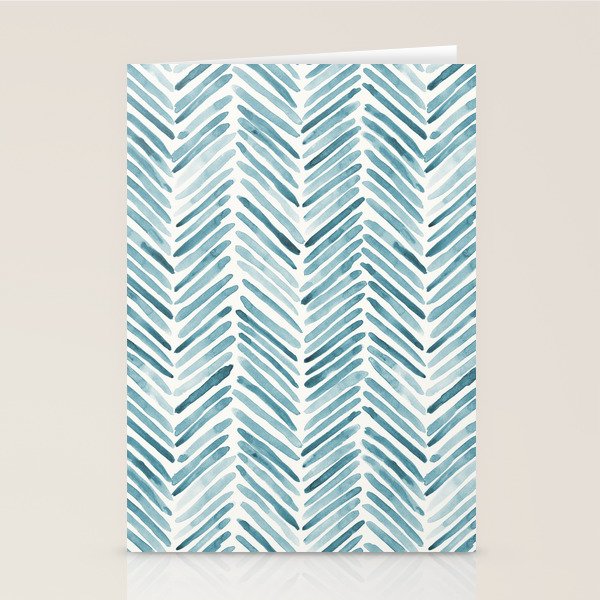 Turquoise herringbone - watercolor Stationery Card Gallery Image 2