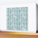 Turquoise herringbone - watercolor Wall Mural Gallery Image 2