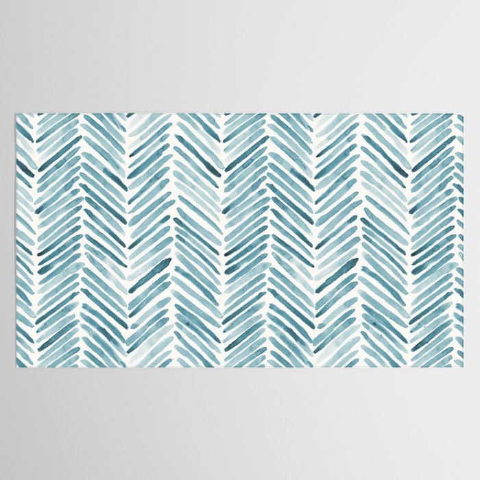 Turquoise herringbone - watercolor Tablecloth Gallery Image 2