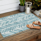 Turquoise herringbone - watercolor Outdoor Rug Gallery Image 2