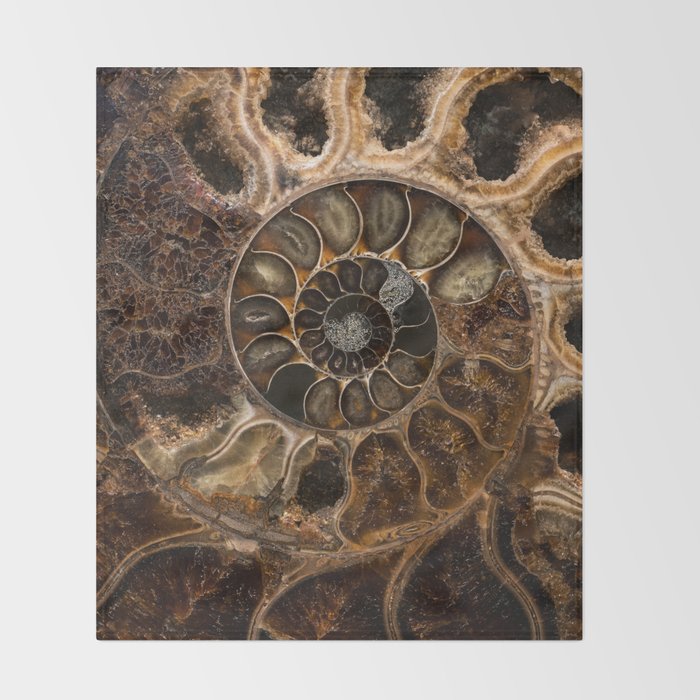 Earth treasures - Fossil in brown tones Throw Blanket Gallery Image 2