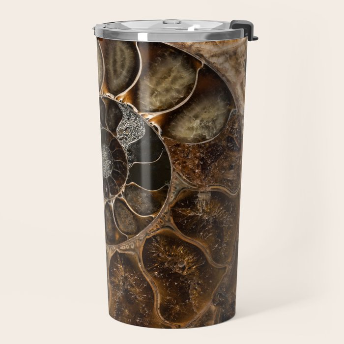 Earth treasures - Fossil in brown tones Travel Mug Gallery Image 2