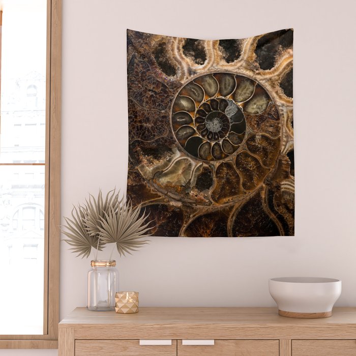 Earth treasures - Fossil in brown tones Wall Tapestry Gallery Image 2