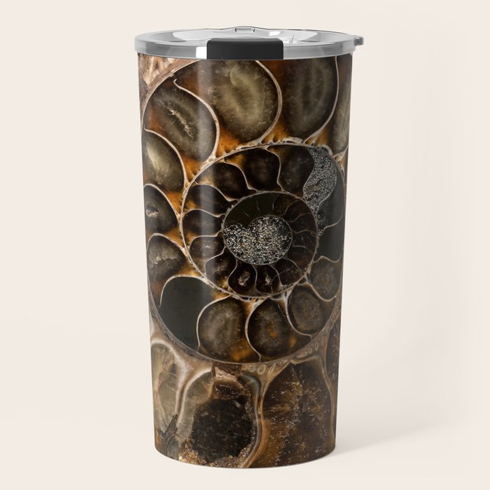 Earth treasures - Fossil in brown tones Travel Mug Gallery Image 1