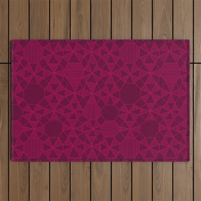 Abstract Minimalism in Raspberry Outdoor Rug Gallery Image 1