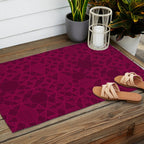 Abstract Minimalism in Raspberry Outdoor Rug Gallery Image 2