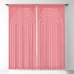 Minimal Arch XXIX Coral Pink Modern Geometric Lines Window Curtain Gallery Image 5