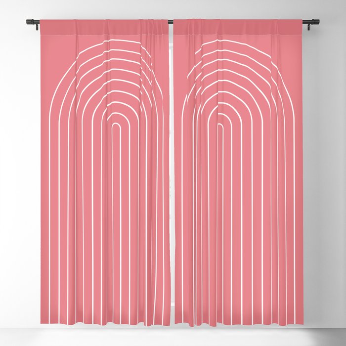 Minimal Arch XXIX Coral Pink Modern Geometric Lines Window Curtain Gallery Image 5