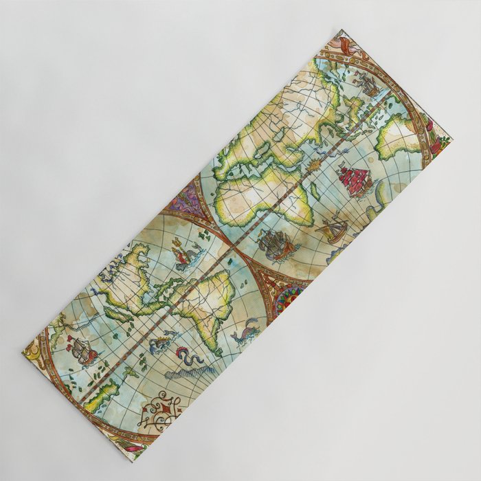 Magical Antique World Map  Yoga Mat Gallery Image 1