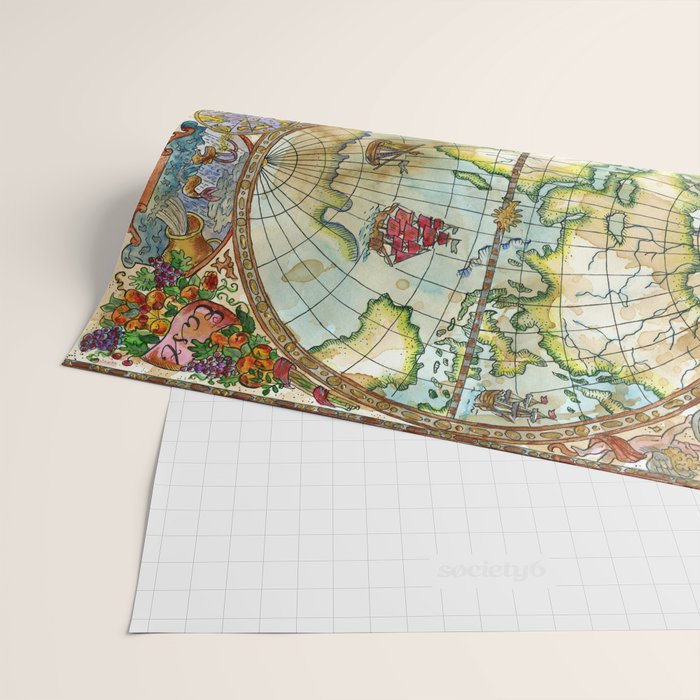 Magical Antique World Map  Wrapping Paper Gallery Image 2