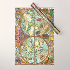 Magical Antique World Map  Wrapping Paper Gallery Image 1