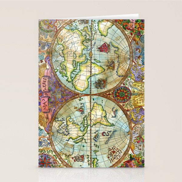 Magical Antique World Map  Stationery Card Gallery Image 2