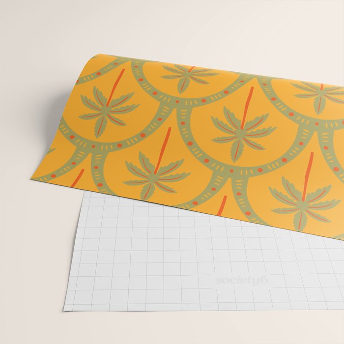 Vintage summer palm tree art pattern Wrapping Paper Gallery Image 2
