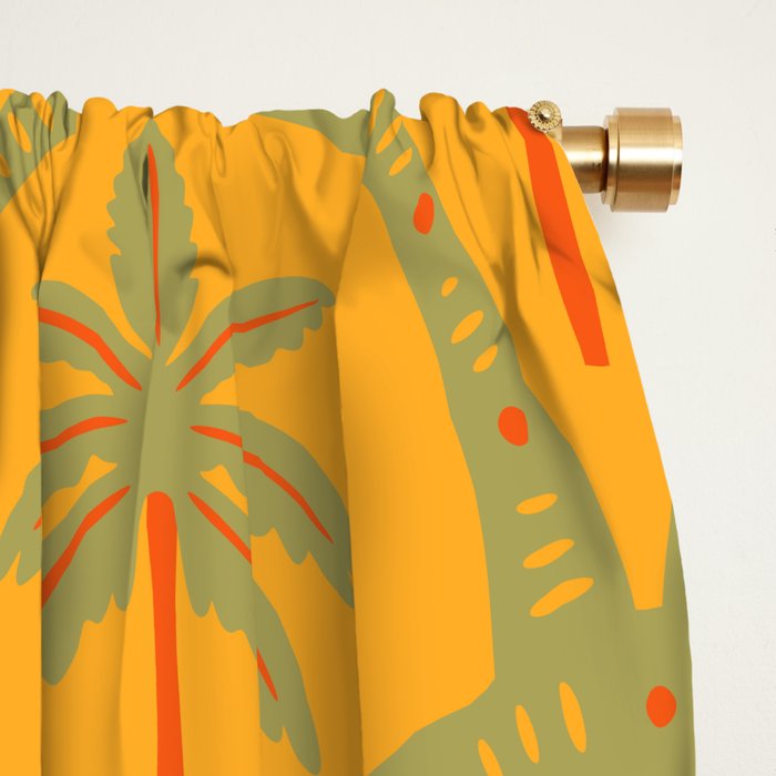 Vintage summer palm tree art pattern Window Curtain Gallery Image 2