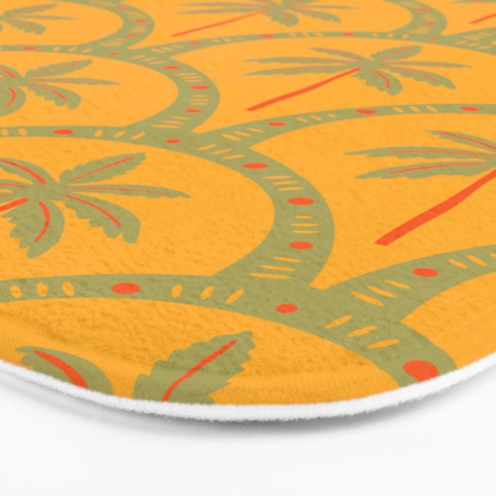 Vintage summer palm tree art pattern Bath Mat Gallery Image 3