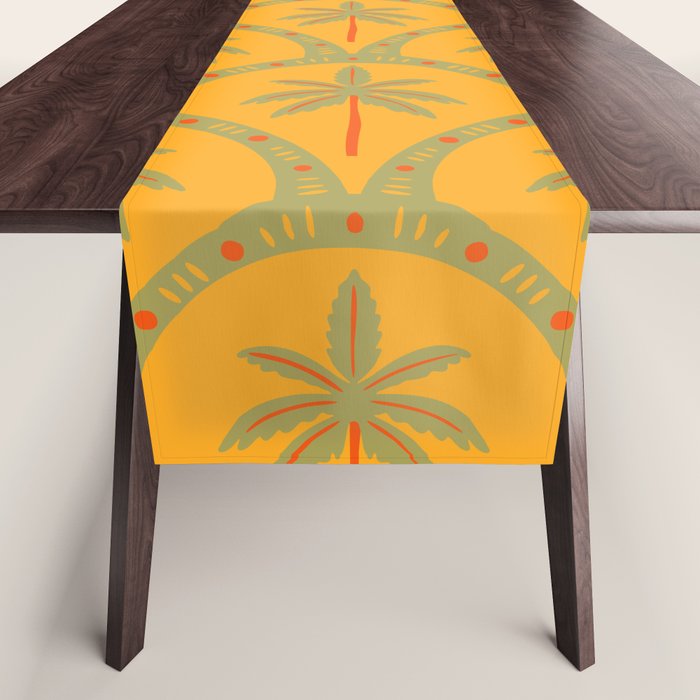 Vintage summer palm tree art pattern Table Runner Gallery Image 1
