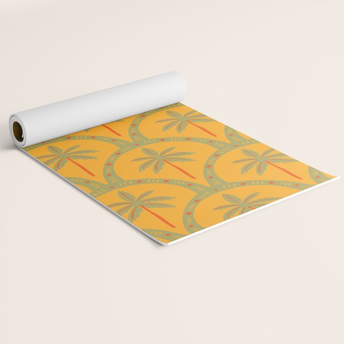 Vintage summer palm tree art pattern Yoga Mat Gallery Image 2