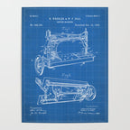 Sewing Machine Patent - Seamstress Craft Sewing Room Art - Blueprint Poster Gallery Image 4