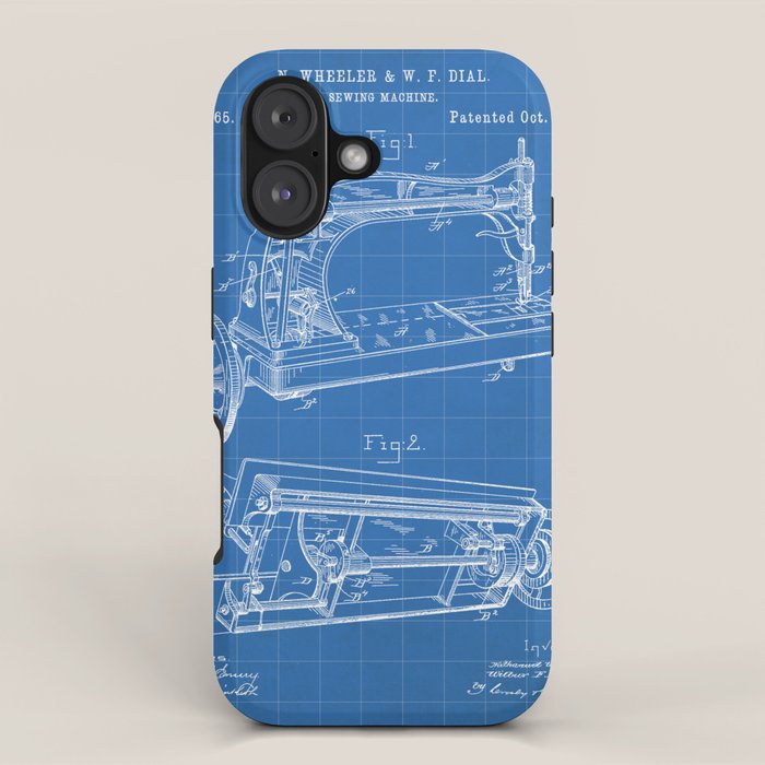 Sewing Machine Patent - Seamstress Craft Sewing Room Art - Blueprint iPhone Case Gallery Image 1