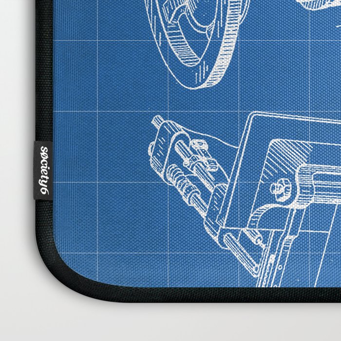 Sewing Machine Patent - Seamstress Craft Sewing Room Art - Blueprint Laptop Sleeve Gallery Image 3