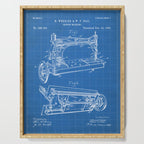 Sewing Machine Patent - Seamstress Craft Sewing Room Art - Blueprint Serving Tray Gallery Image 1