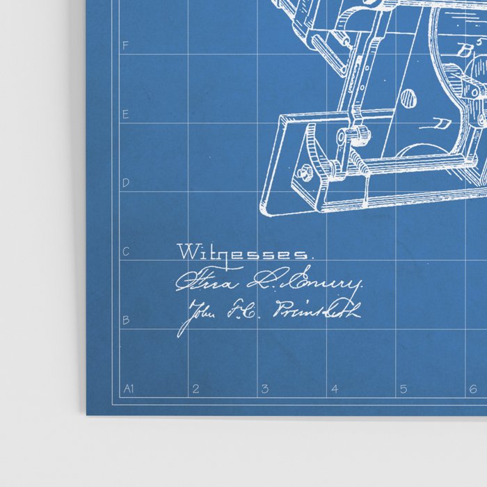 Sewing Machine Patent - Seamstress Craft Sewing Room Art - Blueprint Poster Gallery Image 3