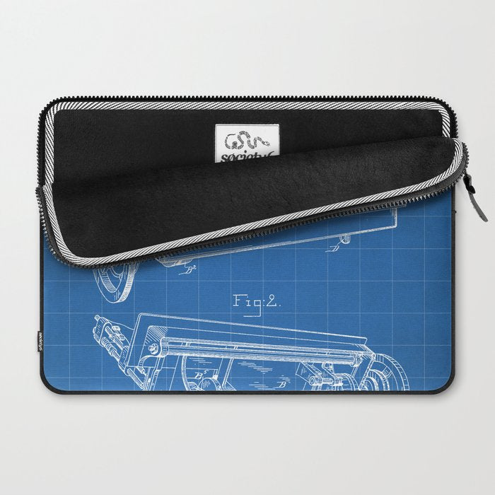 Sewing Machine Patent - Seamstress Craft Sewing Room Art - Blueprint Laptop Sleeve Gallery Image 2