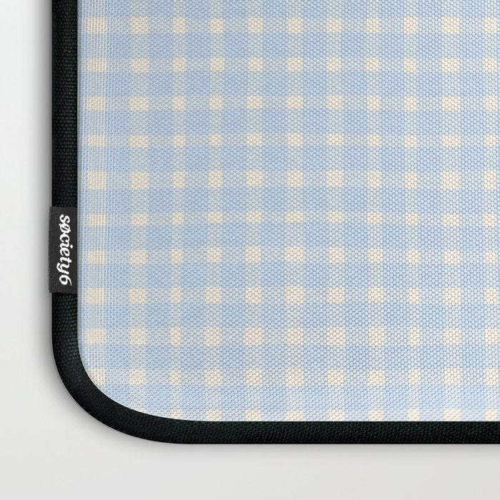 Blue White Gingham Check Laptop Sleeve Gallery Image 3