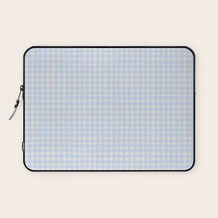 Blue White Gingham Check Laptop Sleeve Gallery Image 1