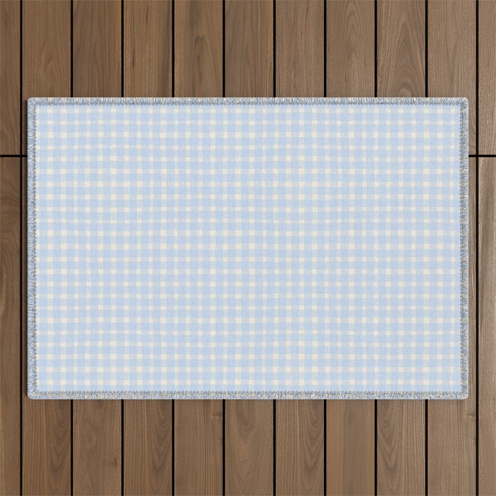Blue White Gingham Check Outdoor Rug Gallery Image 1