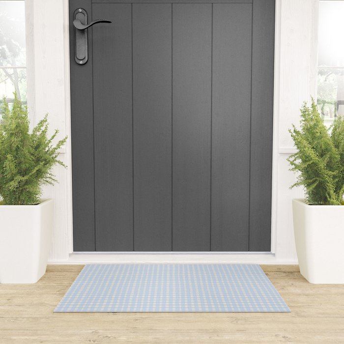 Blue White Gingham Check Welcome Mat Gallery Image 3