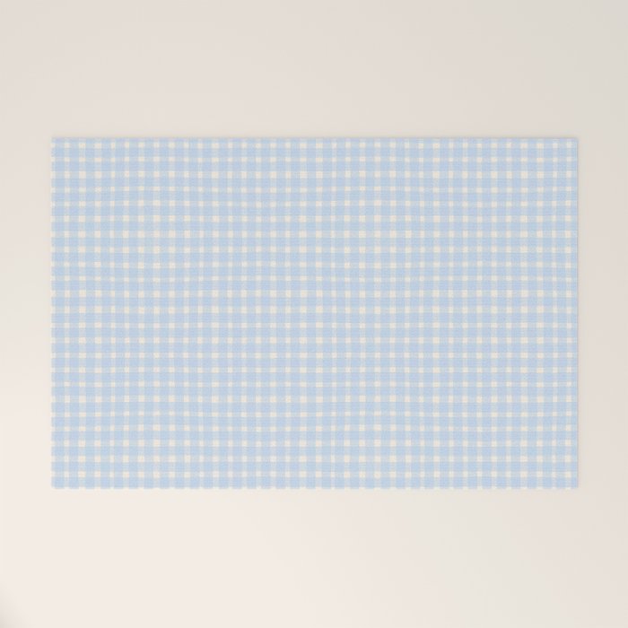 Blue White Gingham Check Welcome Mat Gallery Image 1