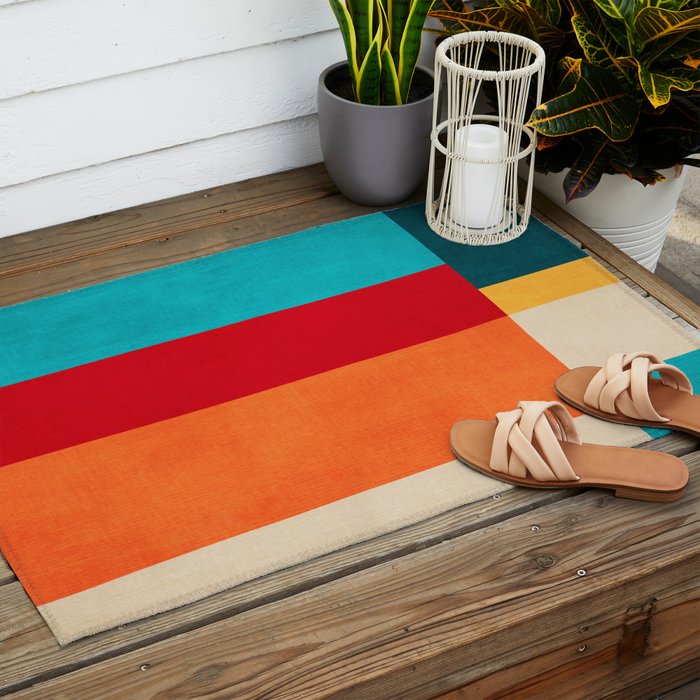 Modern Minimalist Geometric Artwork Outdoor Rug Gallery Image 2