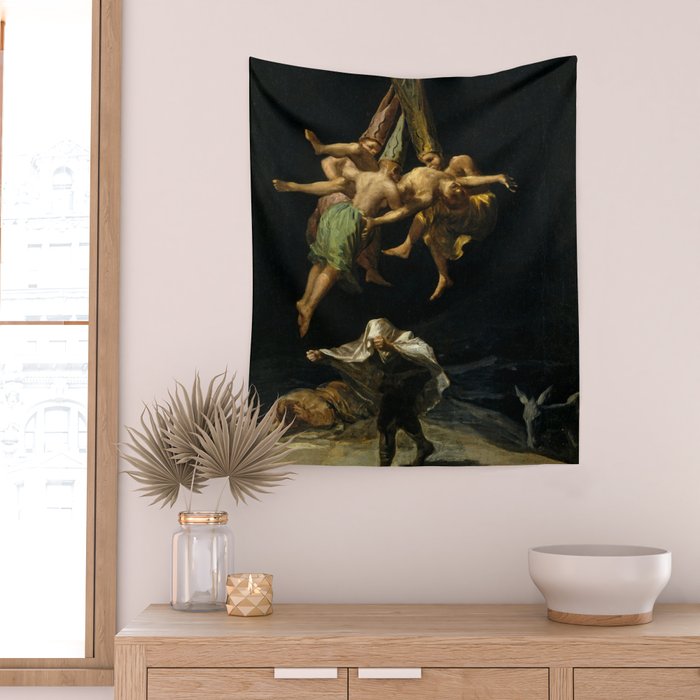 Francisco Goya "Witches' Flight also known as Witches in Flight or Witch" Wall Tapestry Gallery Image 2