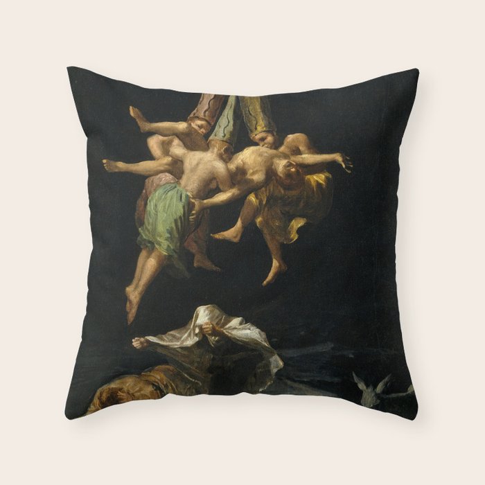 Francisco Goya "Witches' Flight also known as Witches in Flight or Witch" Throw Pillow Gallery Image 1