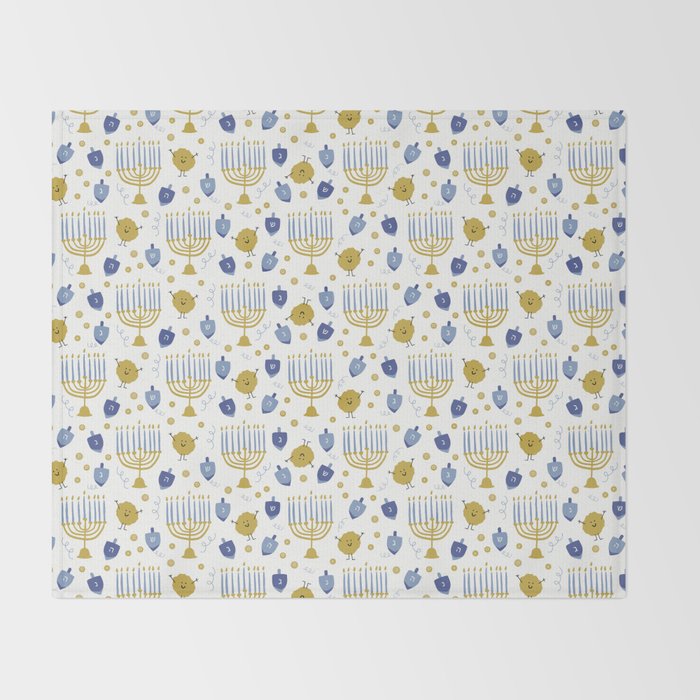 Hanukkah Latke and Menorah Throw Blanket Gallery Image 2